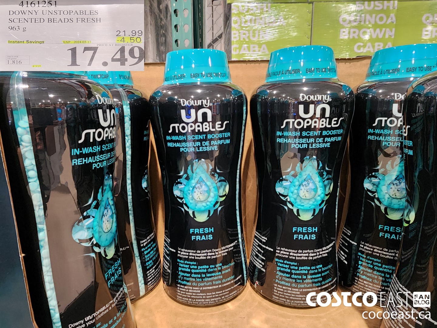 4161251 DOWNY UNSTOPABLES SCENTED BEADS FRESH 963 g ($4.50 INSTANT SAVINGS EXPIRES ON 2024-03-17) $17.49