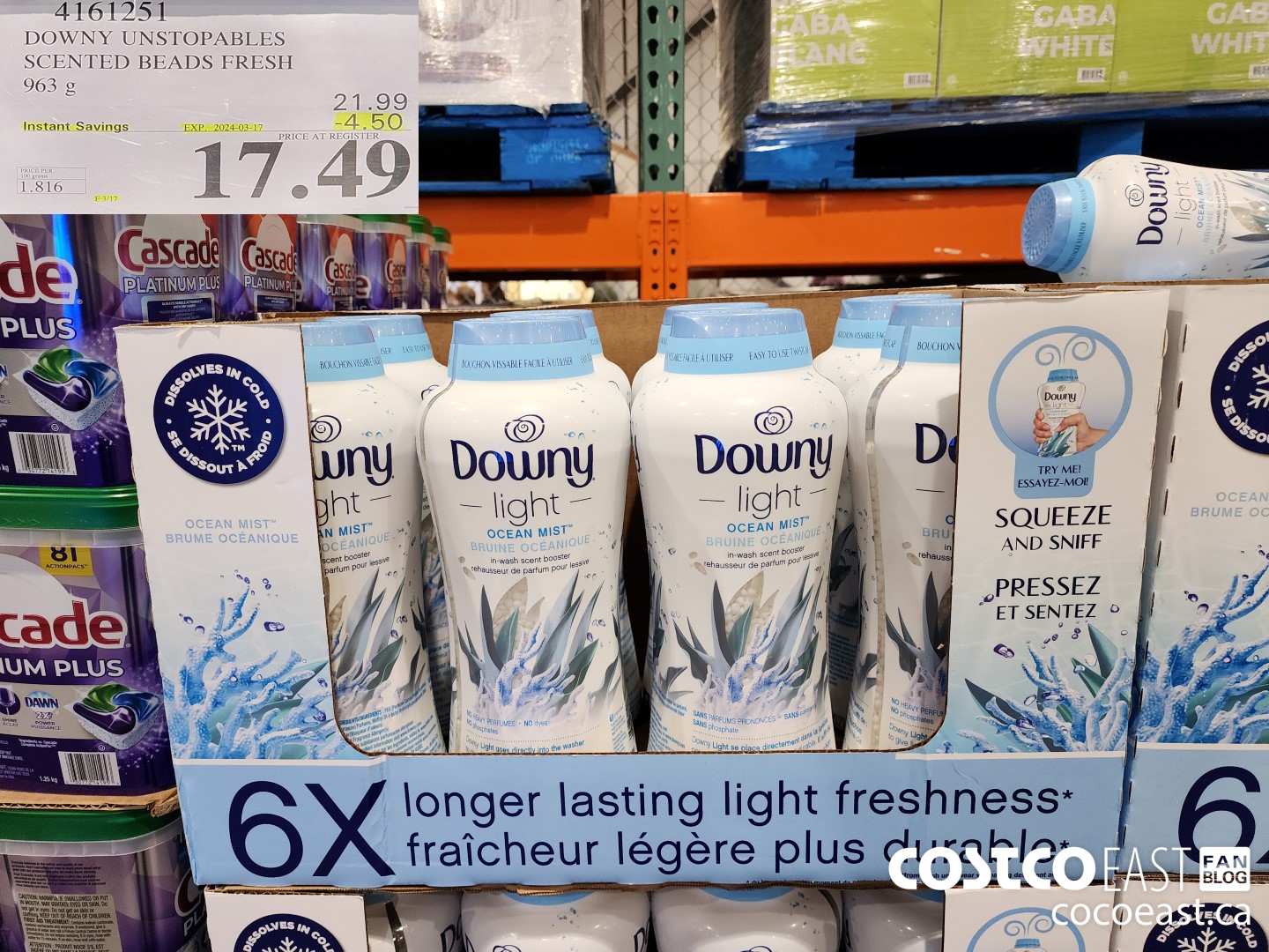 4161251 DOWNY UNSTOPABLES SCENTED BEADS FRESH 963 g ($4.50 INSTANT SAVINGS EXPIRES ON 2024-03-17) $17.49