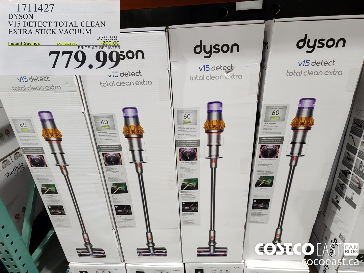 1711427 DYSON V15 DETECT TOTAL CLEAN EXTRA STICK VACUUM ($200.00 INSTANT SAVINGS EXPIRES ON 2024-03-21) $779.99