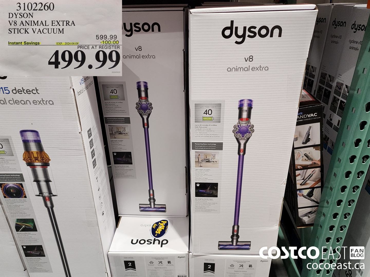 3102260 DYSON ~ V8 ANIMAL EXTRA STICK VACUUM ($100.00 INSTANT SAVINGS EXPIRES ON 2024-04-04) $499.99