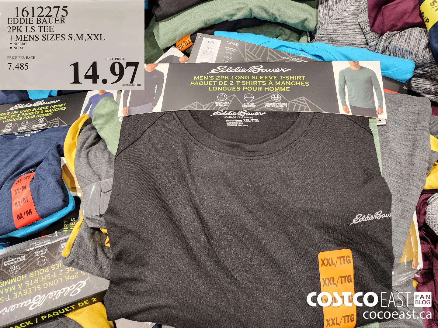 1612275 EDDIE BAUER 2PK LS TEE +MENS SIZES S-XXL $14.97