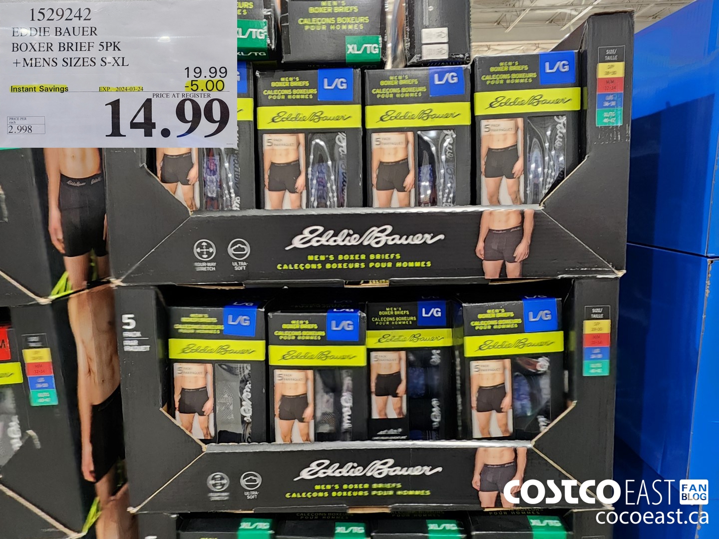 1529242 EDDIE BAUER BOXER 5PK +MENS SIZES S-XL ($5.00 INSTANT SAVINGS EXPIRES ON 2024-03-24) $14.99