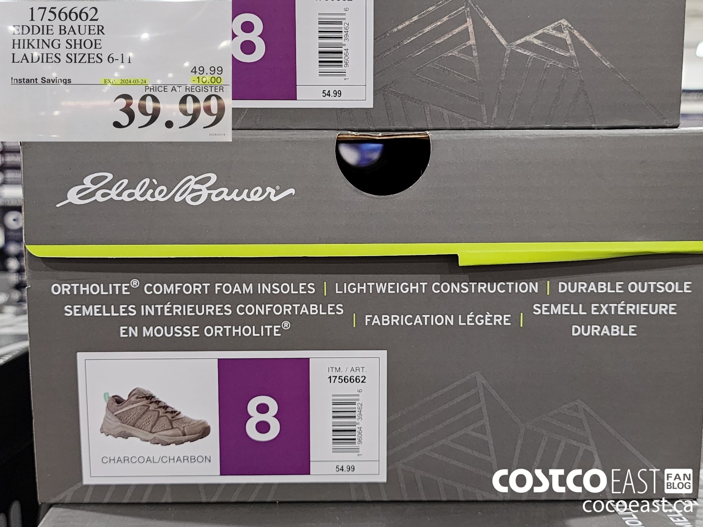 1756662 EDDIE BAUER HIKING SHOE LADIES SIZES 6-11 ($10.00 INSTANT SAVINGS EXPIRES ON 2024-03-24) $39.99