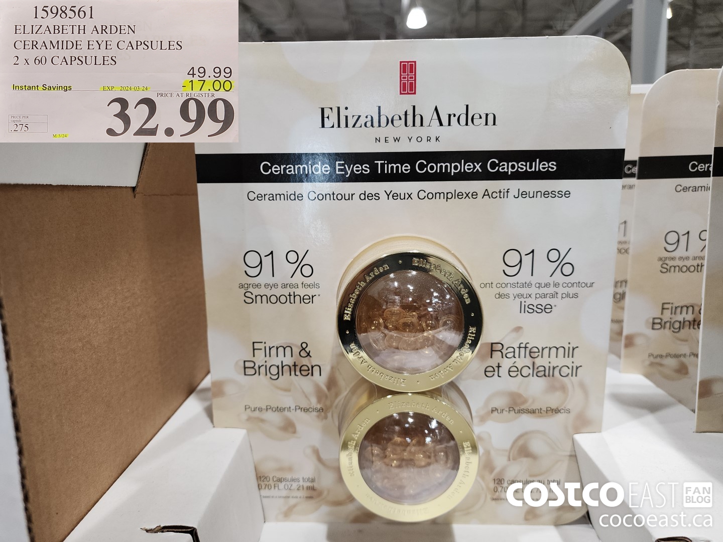 1598561 ELIZABETH ARDEN CERAMIDE EYE CAPSULES 2 x 60 CAPSULES ($17.00 INSTANT SAVINGS EXPIRES ON 2024-03-24) $32.99