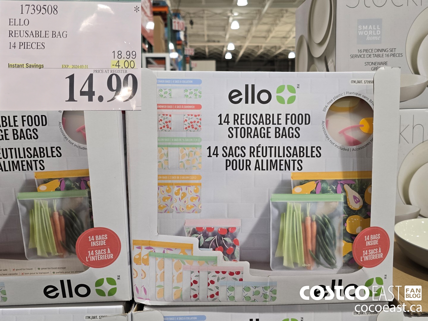 1739508 ELLO REUSABLE BAG 14 PIECES ($4.00 INSTANT SAVINGS EXPIRES ON 2024-03-31) $14.99