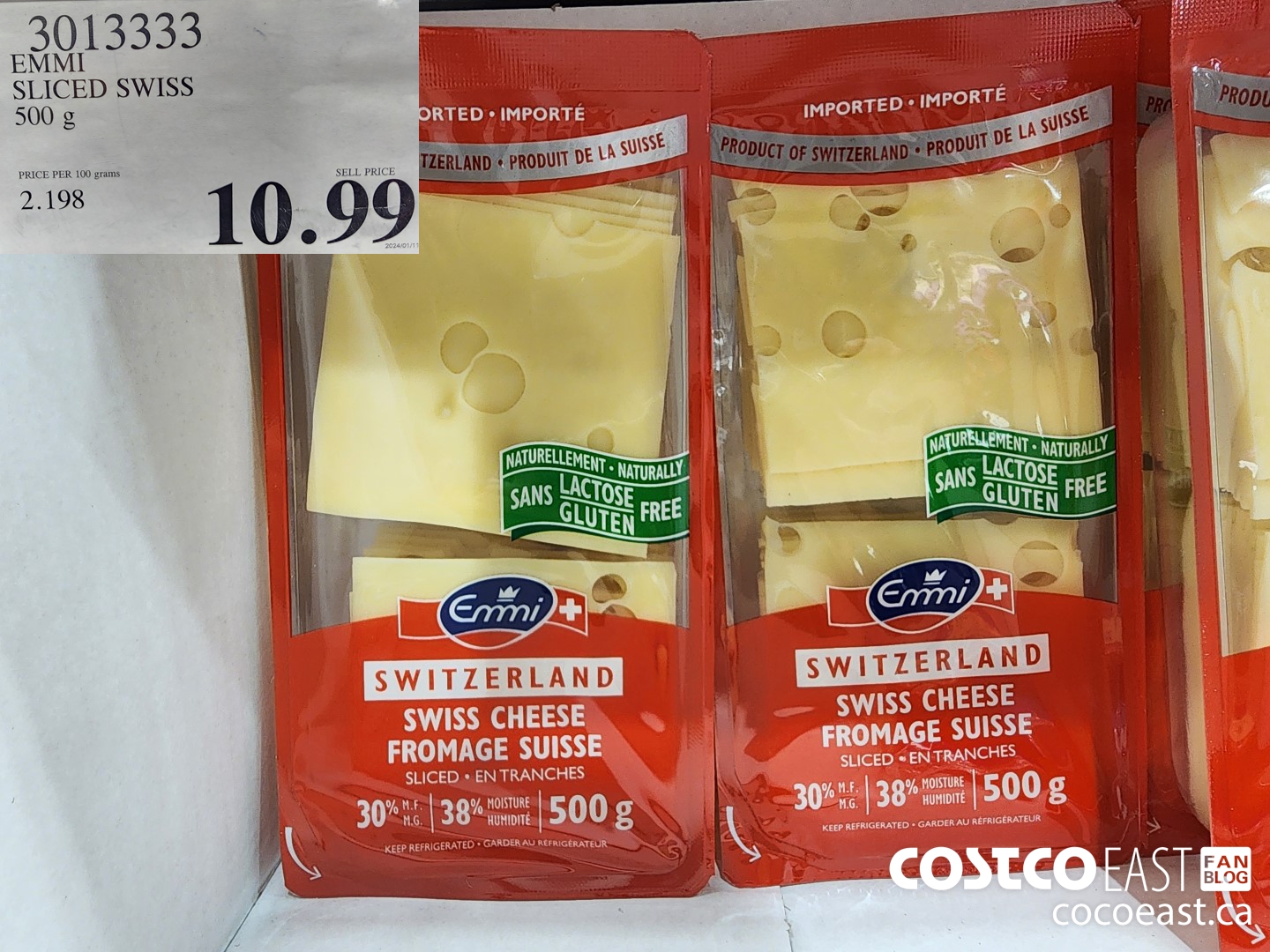 3013333 EMMI SLICED SWISS 500 g $10.99