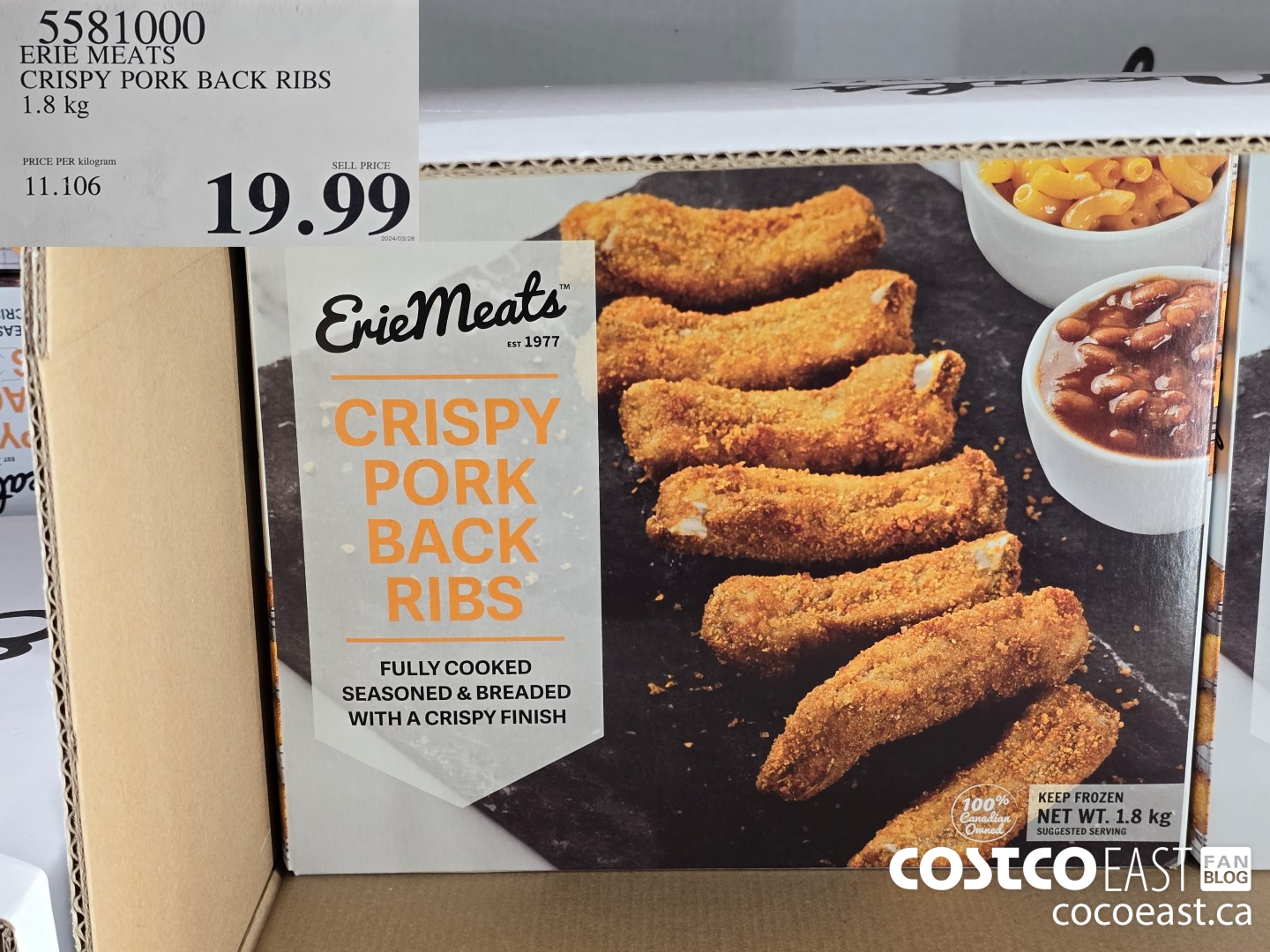 5581000 ERIE MEATS CRISPY PORK BACK RIBS 1.8 kg $19.99
