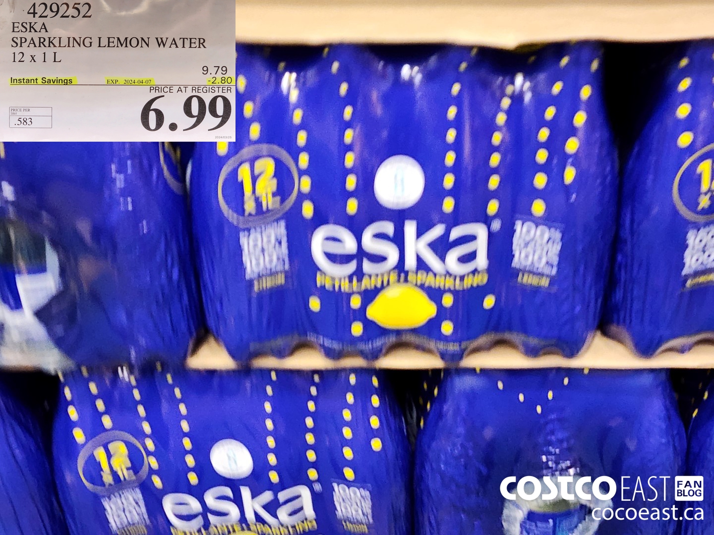 429252 ESKA CARBONATED LEMON WATER 12 X 1 L ($2.80 INSTANT SAVINGS EXPIRES ON 2024-04-07) $6.99