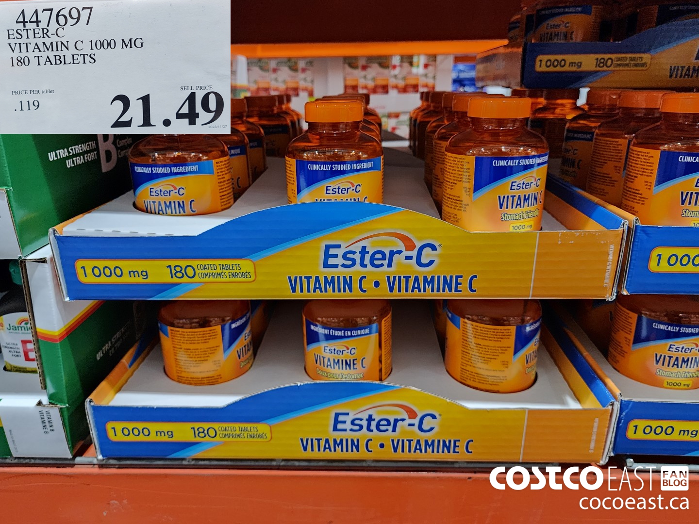 447697 ESTER-C VITAMIN C 1000 MG 180 TABLETS $21.49