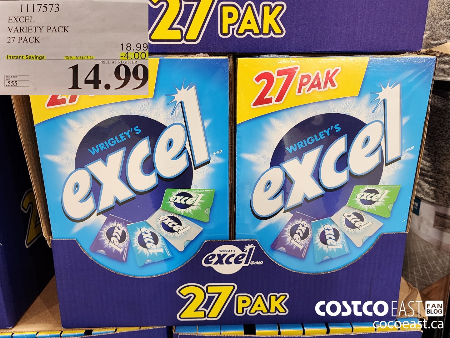 1117573 EXCEL VARIETY PACK 27 PACK ($4.00 INSTANT SAVINGS EXPIRES ON 2024-03-24) $14.99