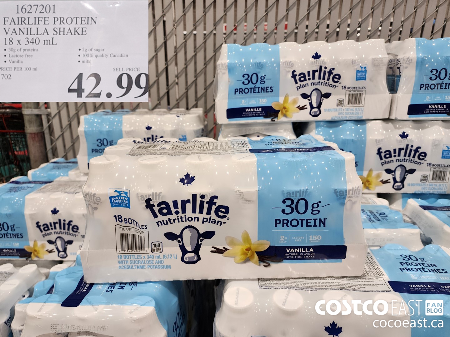 1627201 FAIRLIFE PROTEIN VANILLA SHAKE 18 x 340 mL $42.99