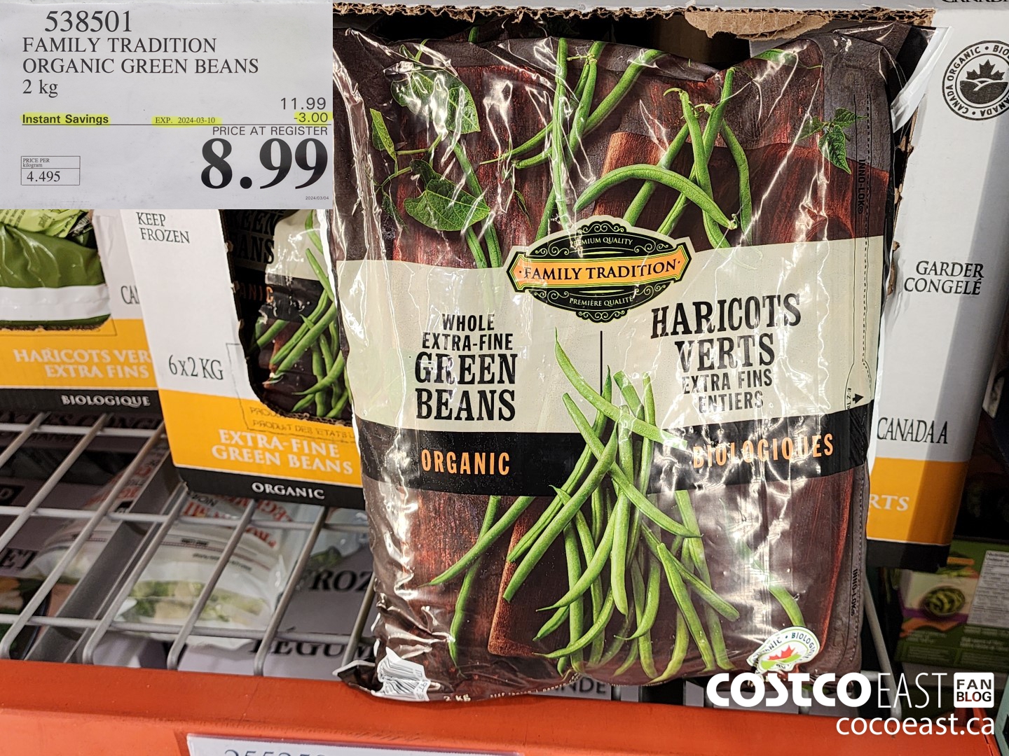 538501 FAMILY TRADITION ORGANIC GREEN BEANS 2 KG ($3.00 INSTANT SAVINGS EXPIRES ON 2024-03-10) $8.99