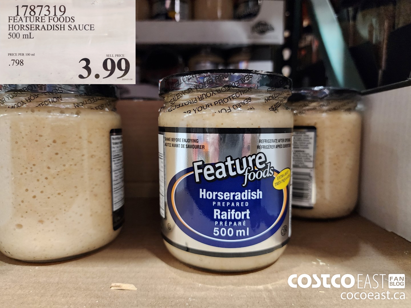 1787319 FEATURE FOODS HORSERADISH SAUCE 500 mL $3.99