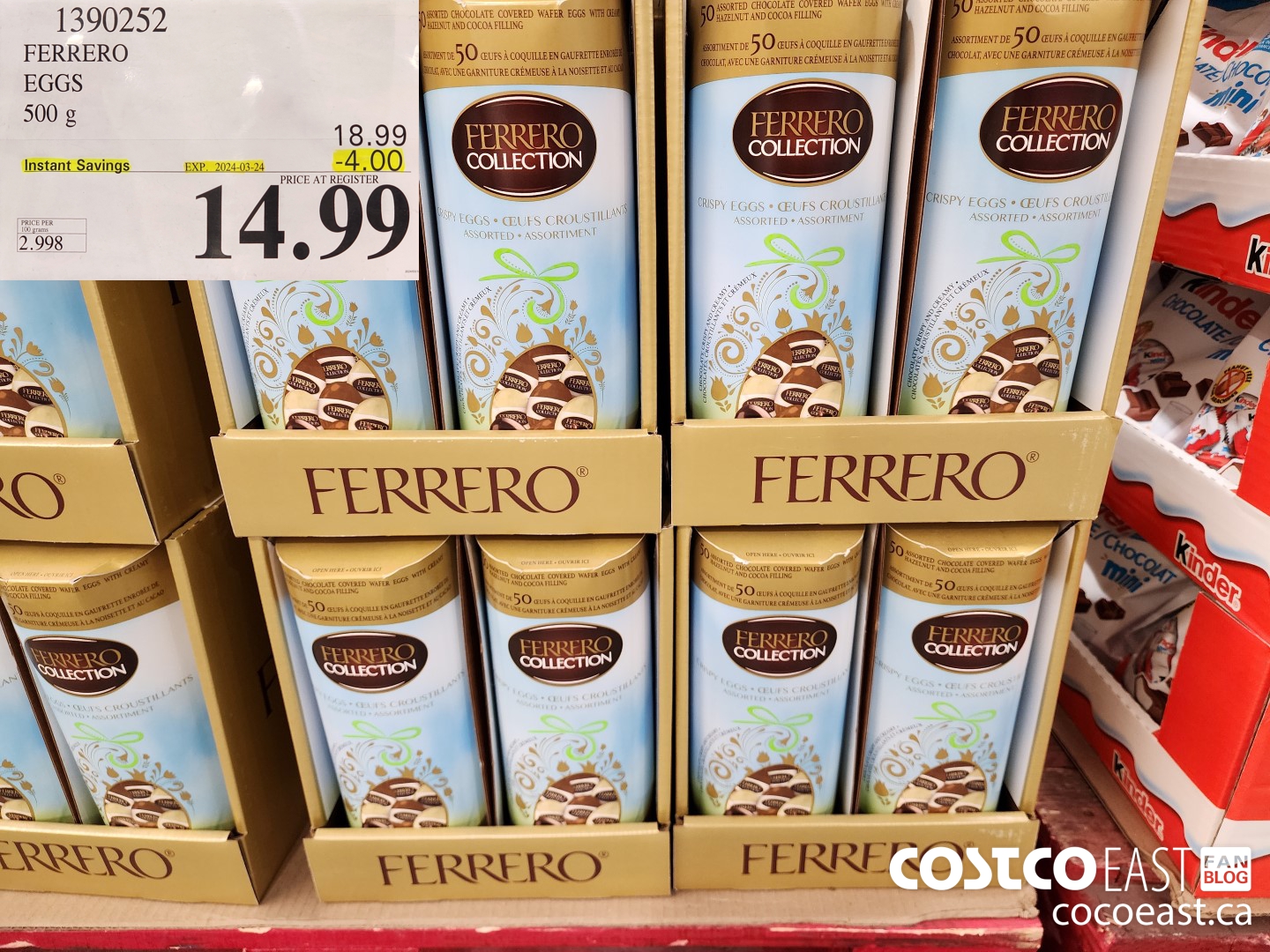 1390252 FERRERO EGGS 500G ($4.00 INSTANT SAVINGS EXPIRES ON 2024-03-24) $14.99