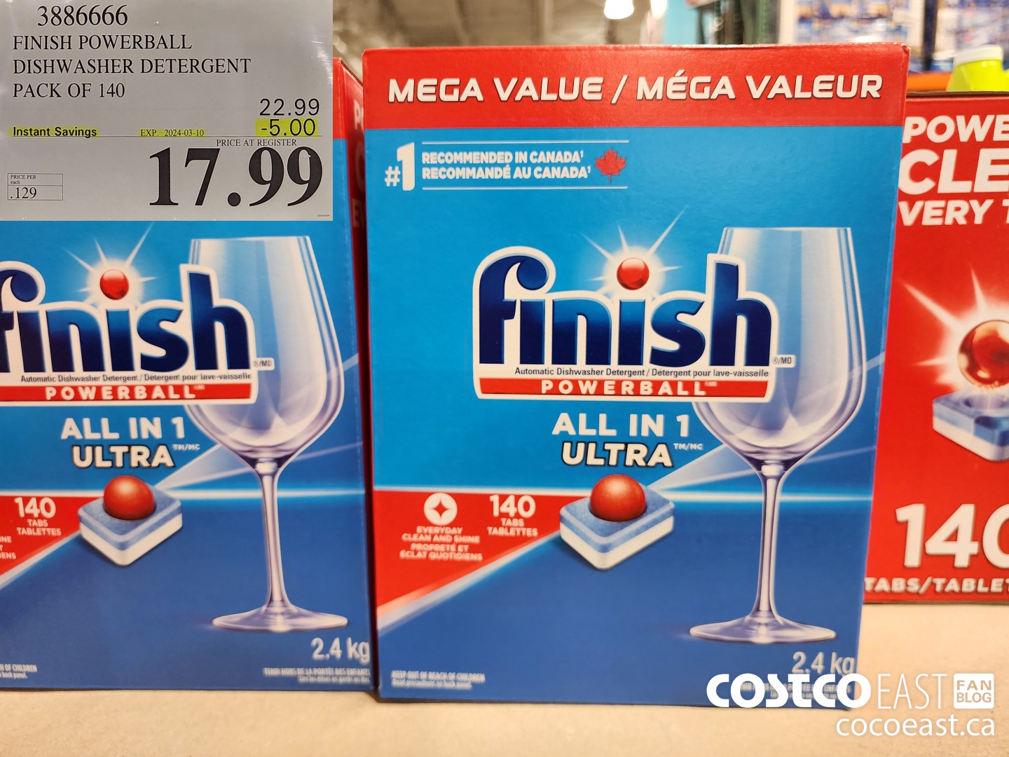 3886666 FINISH POWERBALL DISHWASHER DETERGENT PACK OF 140 ($5.00 INSTANT SAVINGS EXPIRES ON 2024-03-10) $17.99