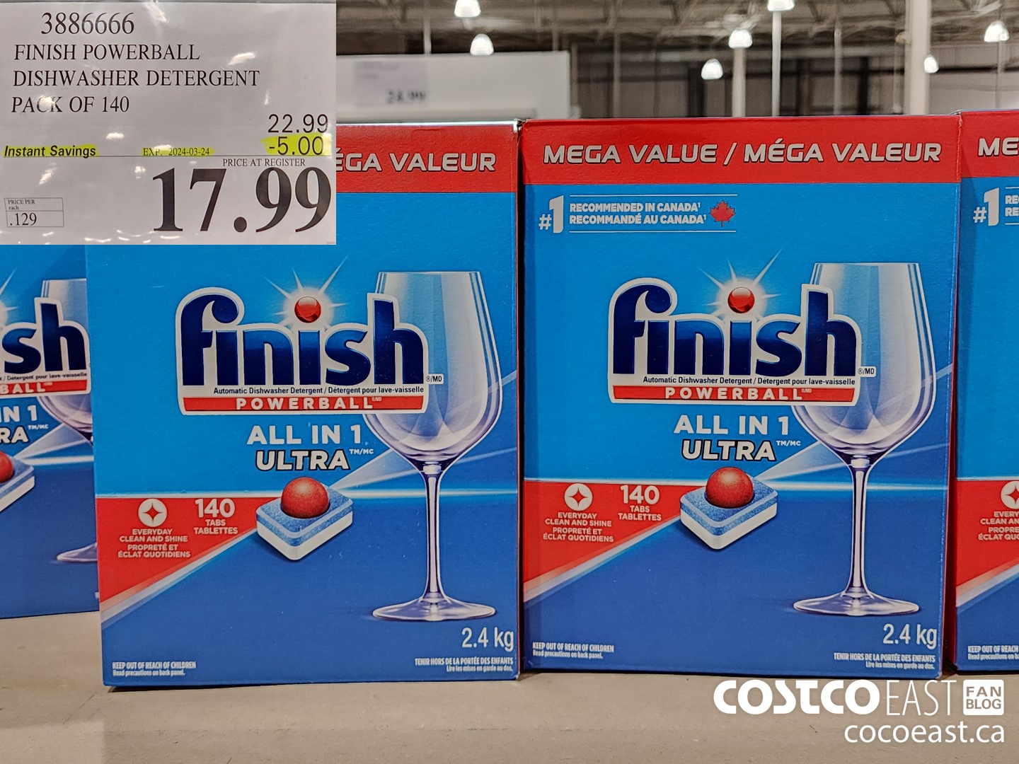 3886666 FINISH POWERBALL DISHWASHER DETERGENT PACK OF 140 ($5.00 INSTANT SAVINGS EXPIRES ON 2024-03-24) $17.99