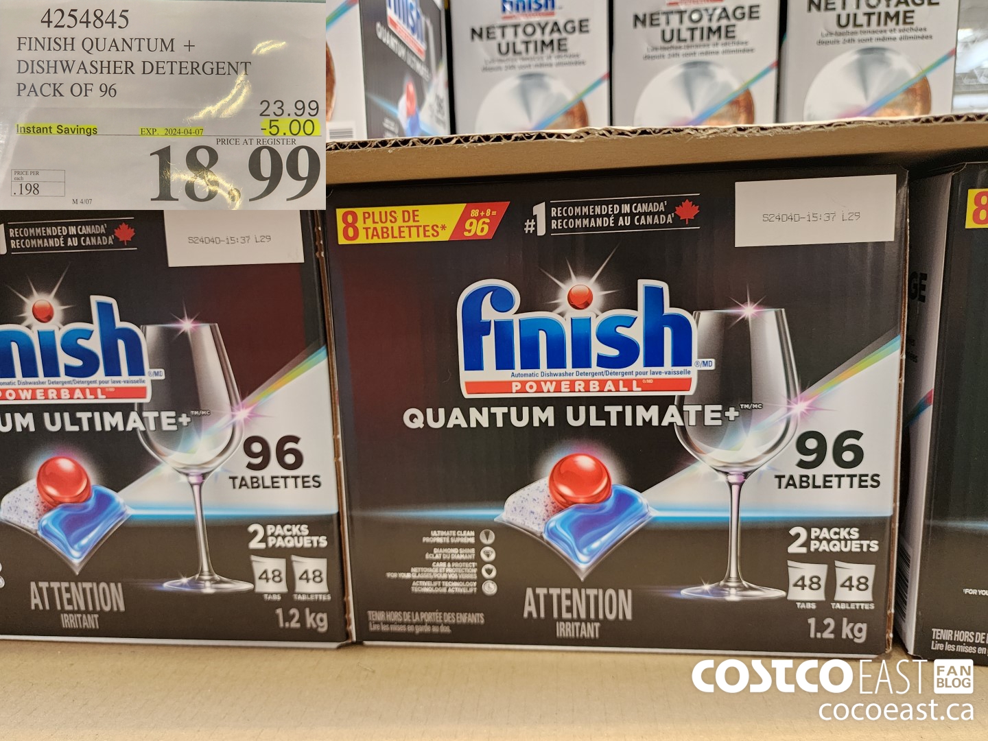 4254845 FINISH QUANTUM + DISHWASHER DETERGENT PACK OF 96 ($5.00 INSTANT SAVINGS EXPIRES ON 2024-04-07) $18.99