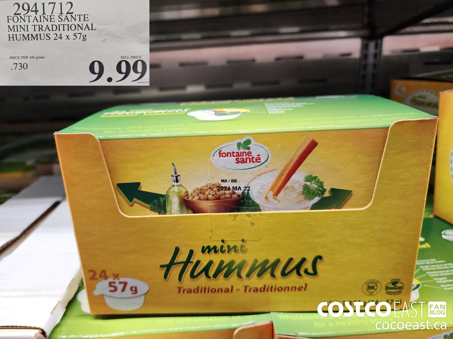 2941712 FONTAINE SANTE MINI TRADITIONAL HUMMUS 24 x 57g $9.99