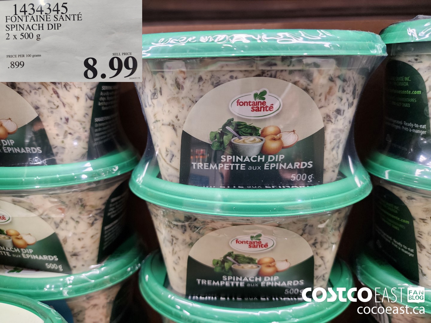 1434345 FONTAINE SANTE SPINACH DIP 2 x 500 g $8.99