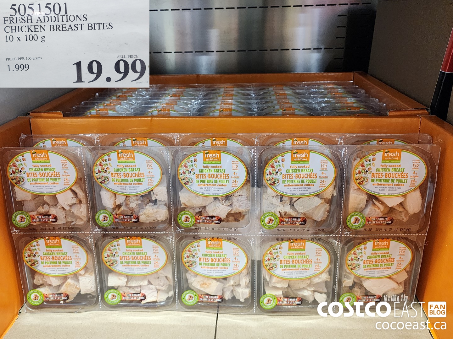 5051501 FRESH ADDITIONS CHICKEN BREAST BITES 10 X 100 G $19.99