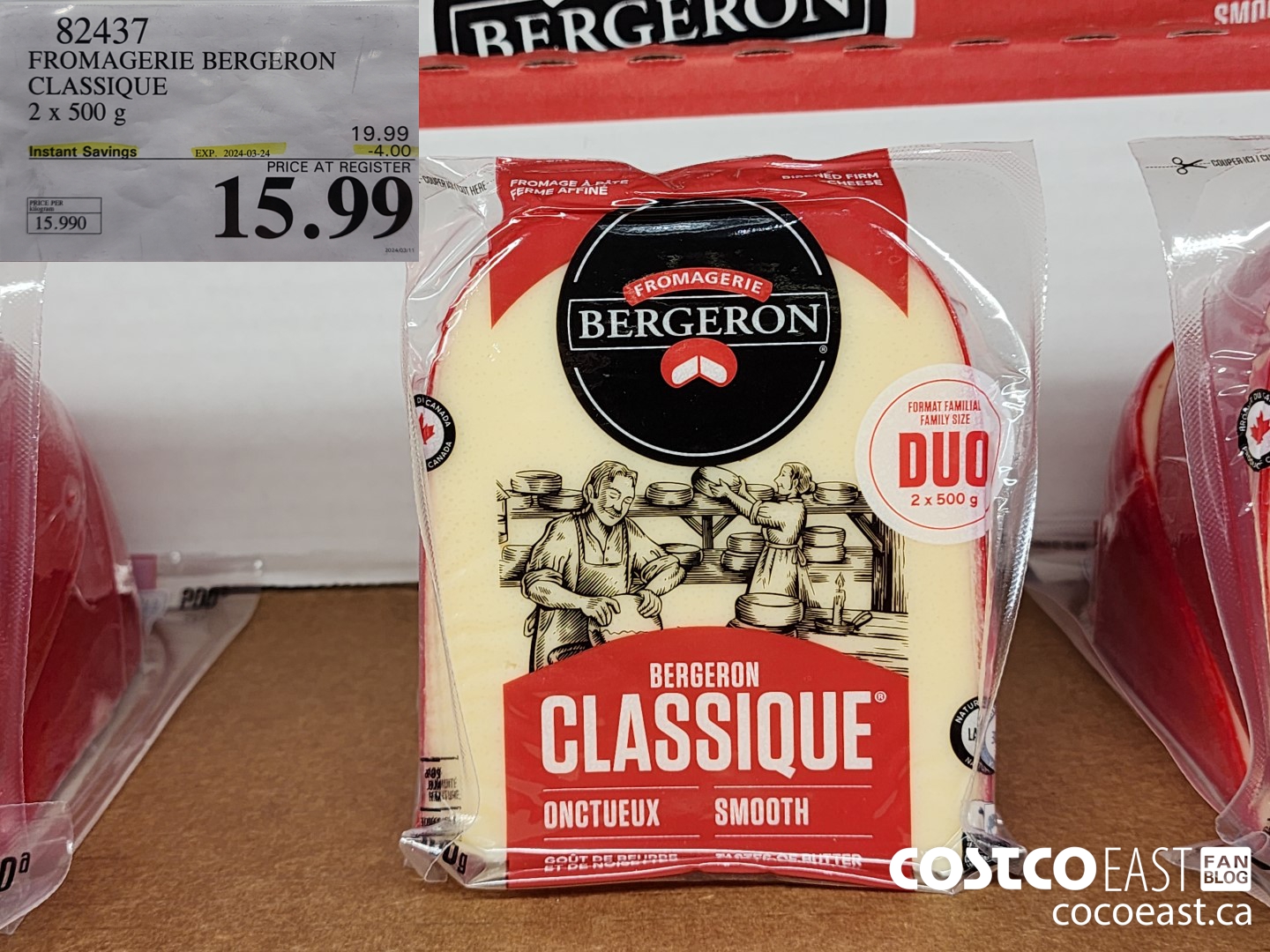 82437 FROMAGERIE BERGERON CLASSIC 2 x 500 g ($4.00 INSTANT SAVINGS EXPIRES ON 2024-03-24) $15.99