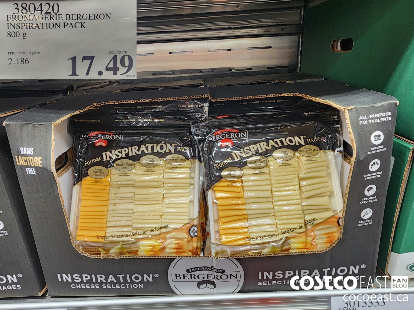380420 FROMAGERIE BERGERON INSPIRATION PACK 800 G $17.49