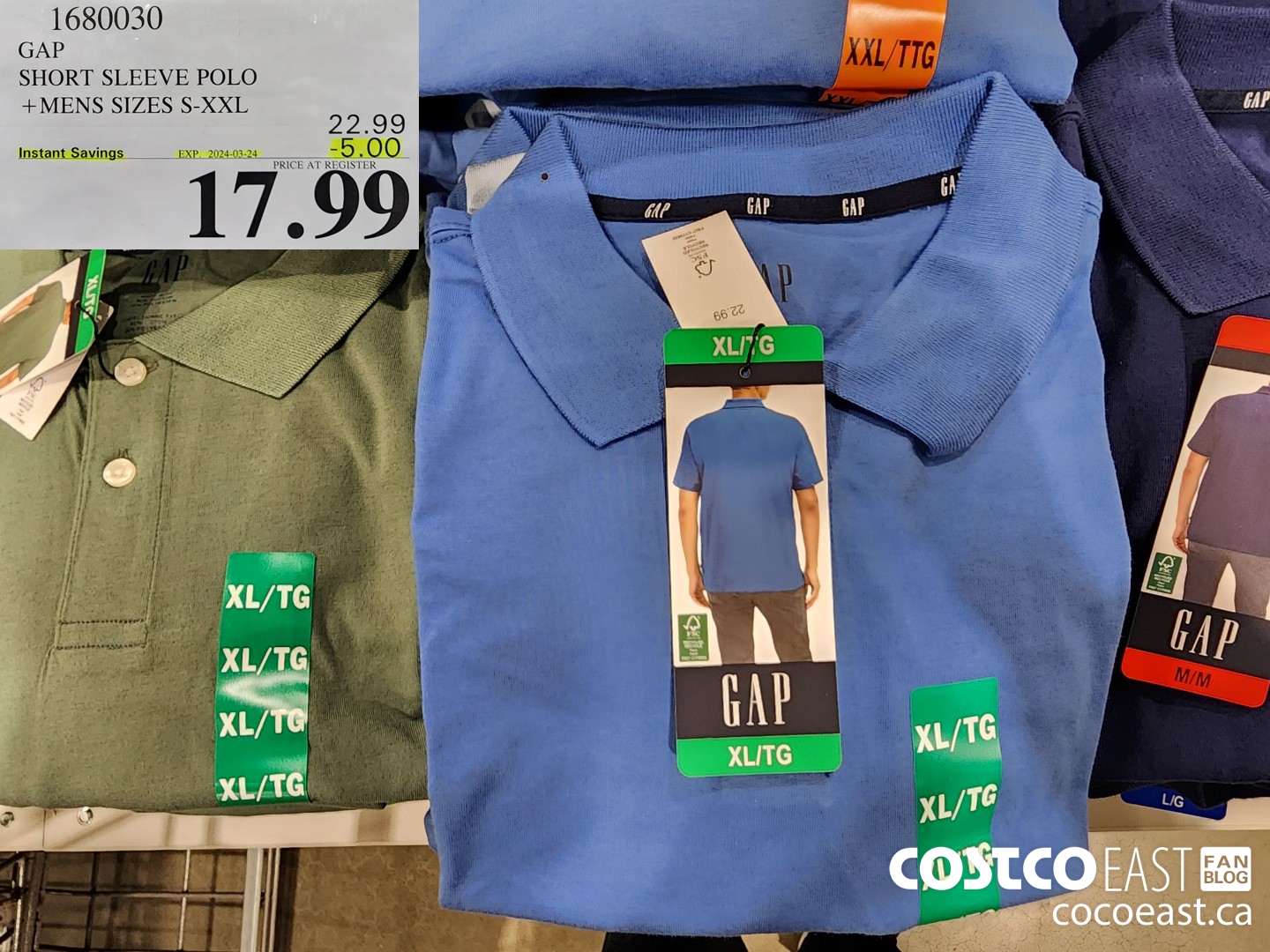1680030 GAP SHORT SLEEVE POLO +MENS SIZES S-XXL ($5.00 INSTANT SAVINGS EXPIRES ON 2024-03-24) $17.99