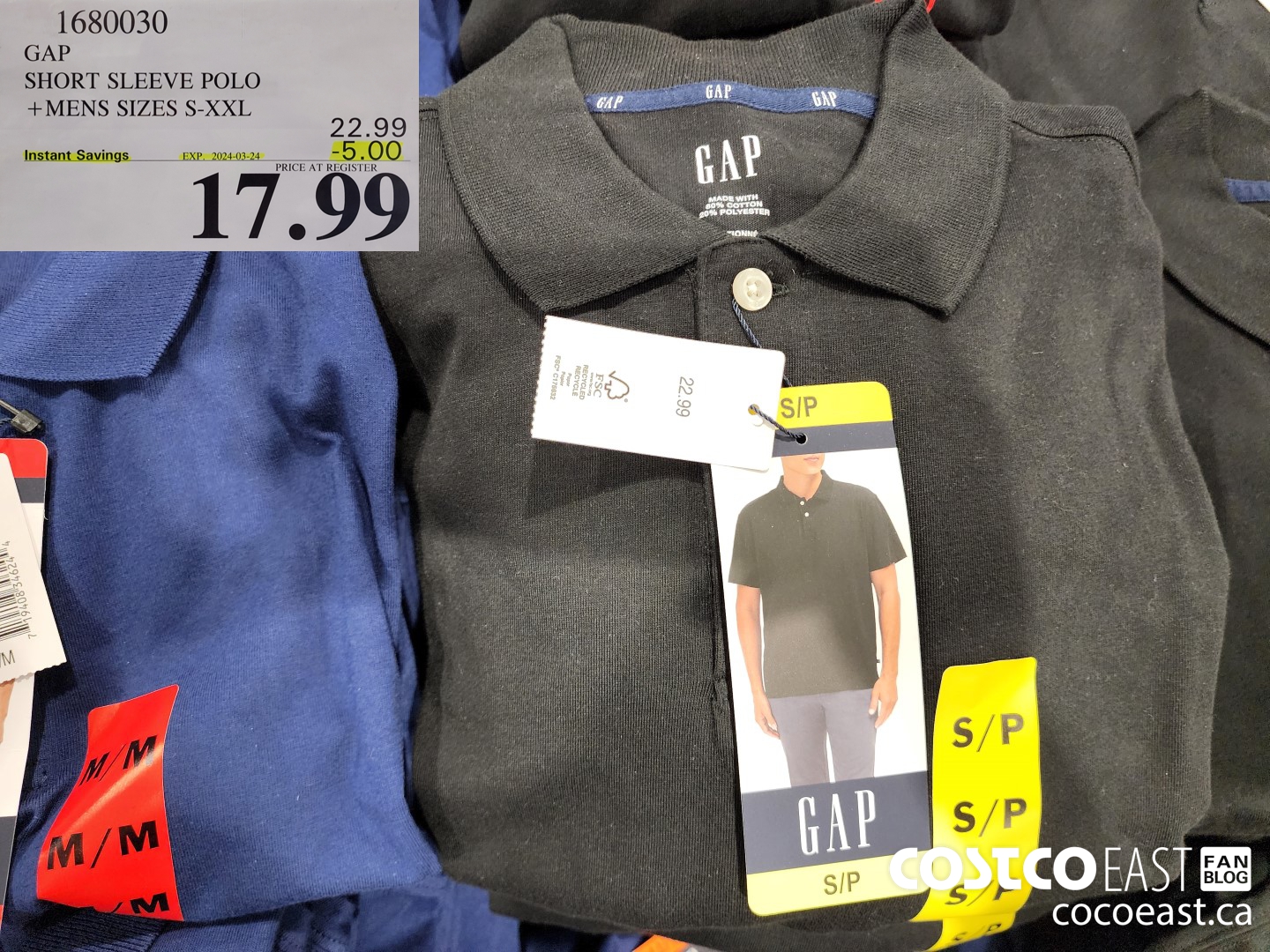 1680030 GAP SHORT SLEEVE POLO +MENS SIZES S-XXL ($5.00 INSTANT SAVINGS EXPIRES ON 2024-03-24) $17.99