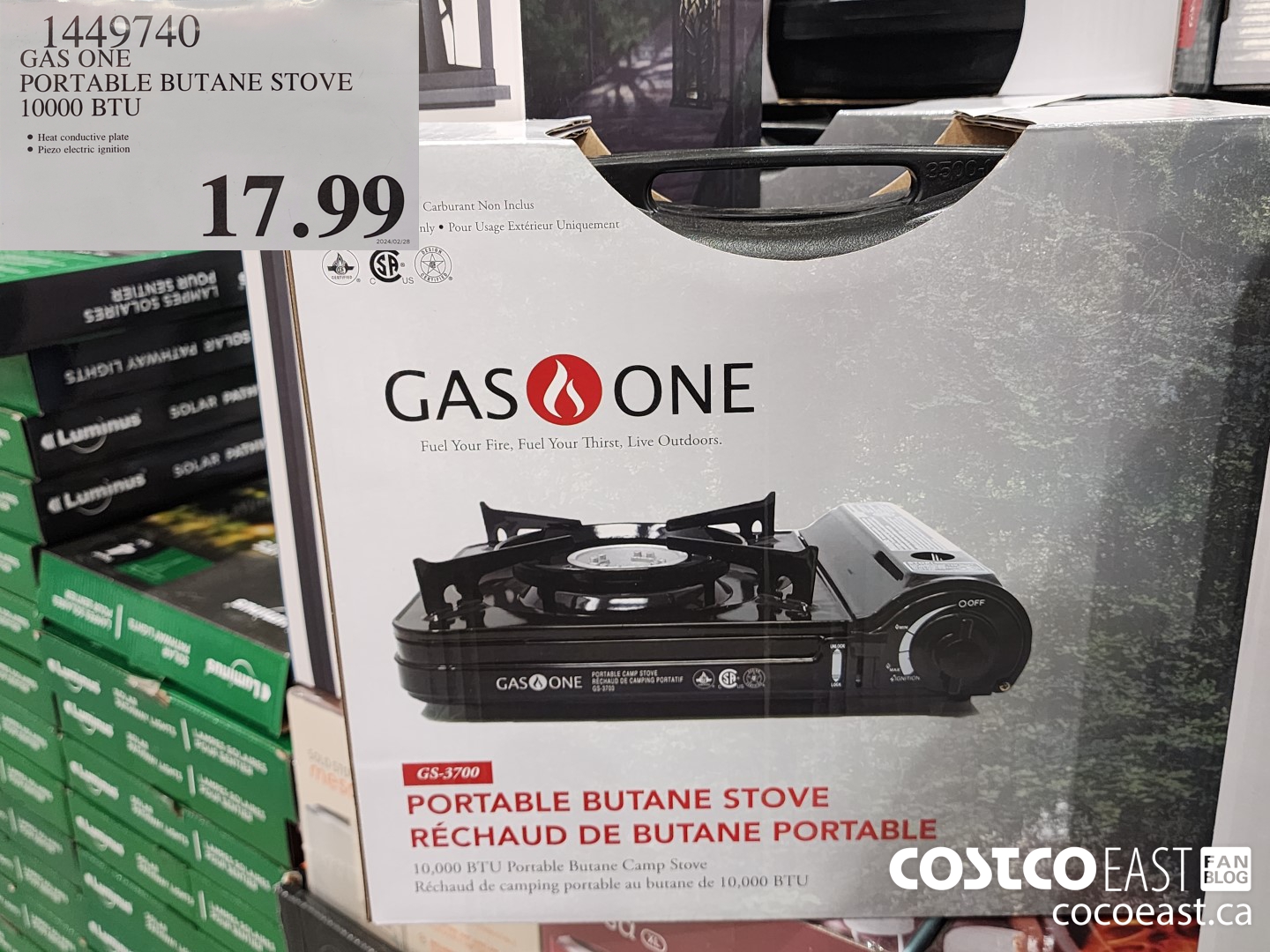 1449740 GAS ONE PORTABLE BUTANE STOVE 10000 BTU $17.99