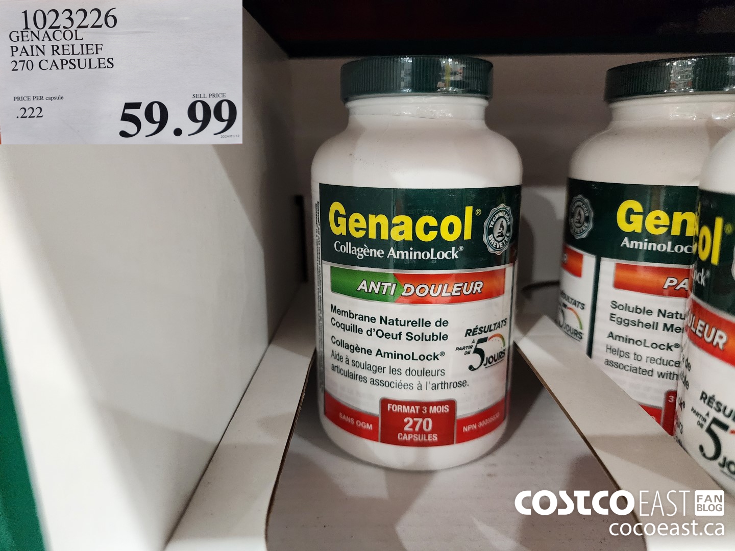1023226 GENACOL PAIN RELIEF 270 CAPSULES $59.99