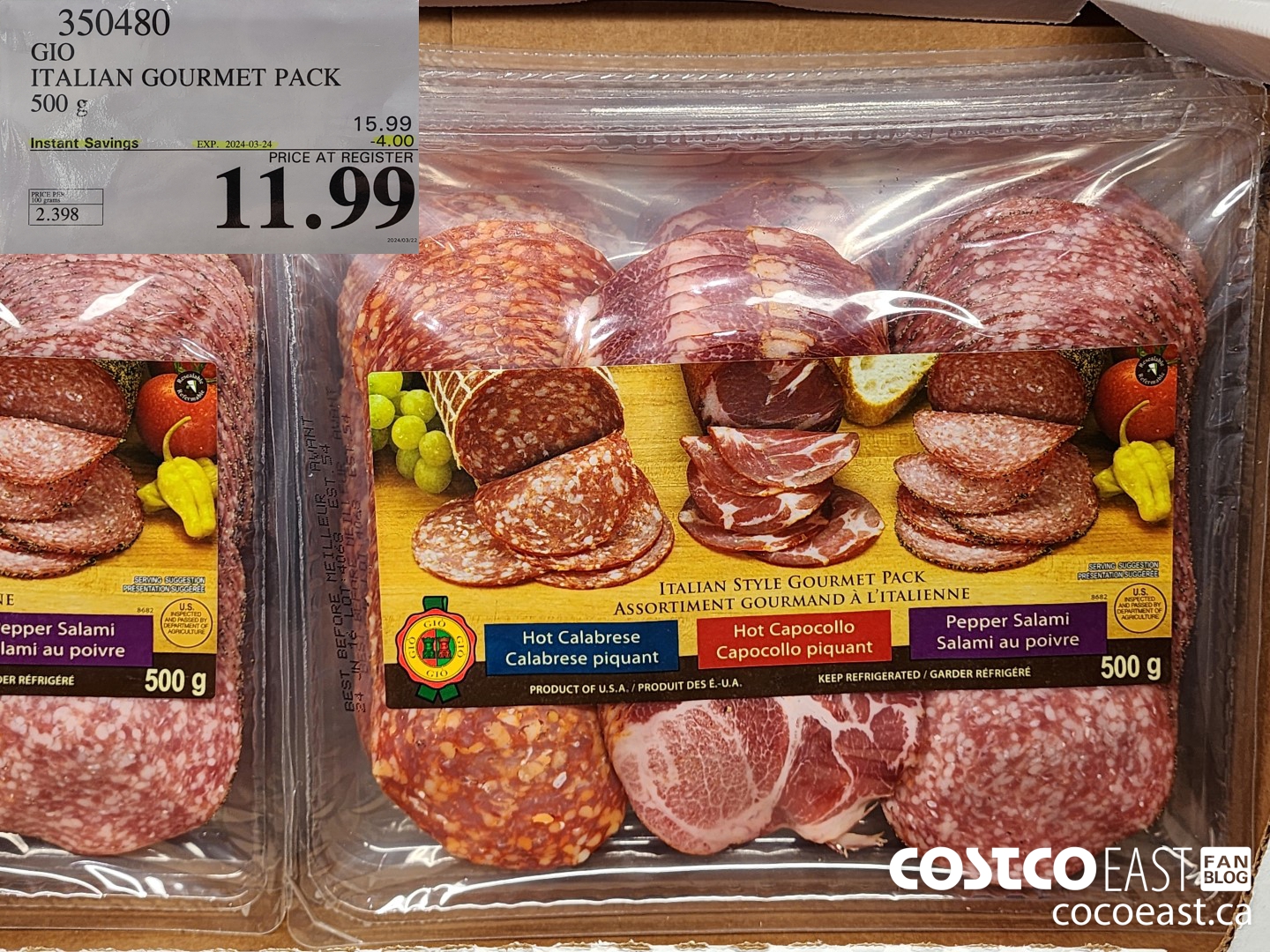 350480 GIO ITALIAN GOURMET PACK 500 g ($4.00 INSTANT SAVINGS EXPIRES ON 2024-03-24) $11.99