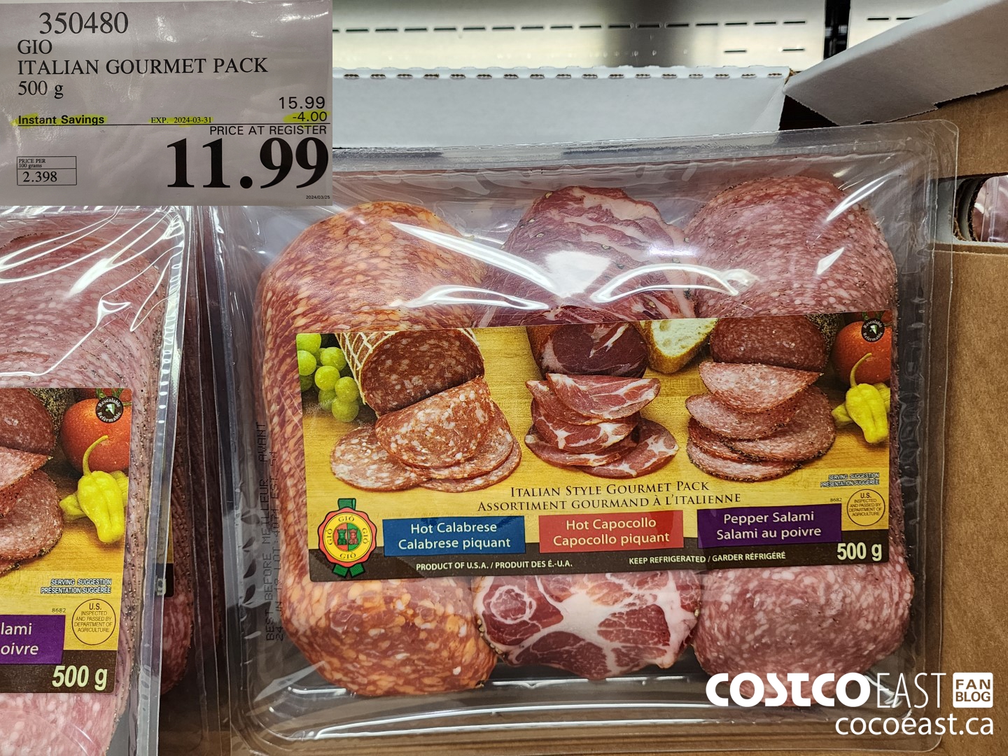 350480 GIO ITALIAN GOURMET PACK 500 g ($4.00 INSTANT SAVINGS EXPIRES ON 2024-03-31) $11.99