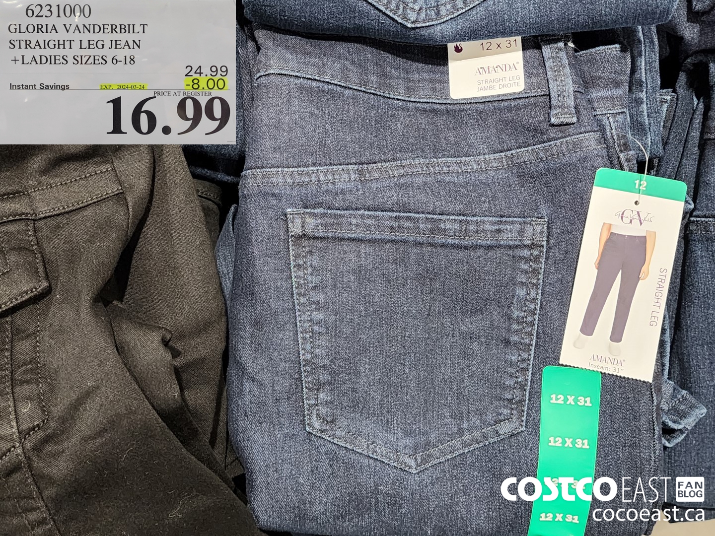 6231000 GLORIA VANDERBILT STRAIGHT LEG JEAN +LADIES SIZES 8-18 ($8.00 INSTANT SAVINGS EXPIRES ON 2024-03-24) $16.99