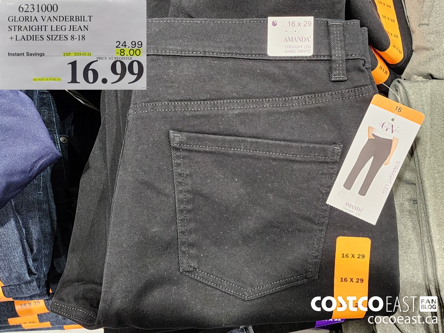 6231000 GLORIA VANDERBILT STRAIGHT LEG JEAN +LADIES SIZES 8-18 ($8.00 INSTANT SAVINGS EXPIRES ON 2024-03-24) $16.99