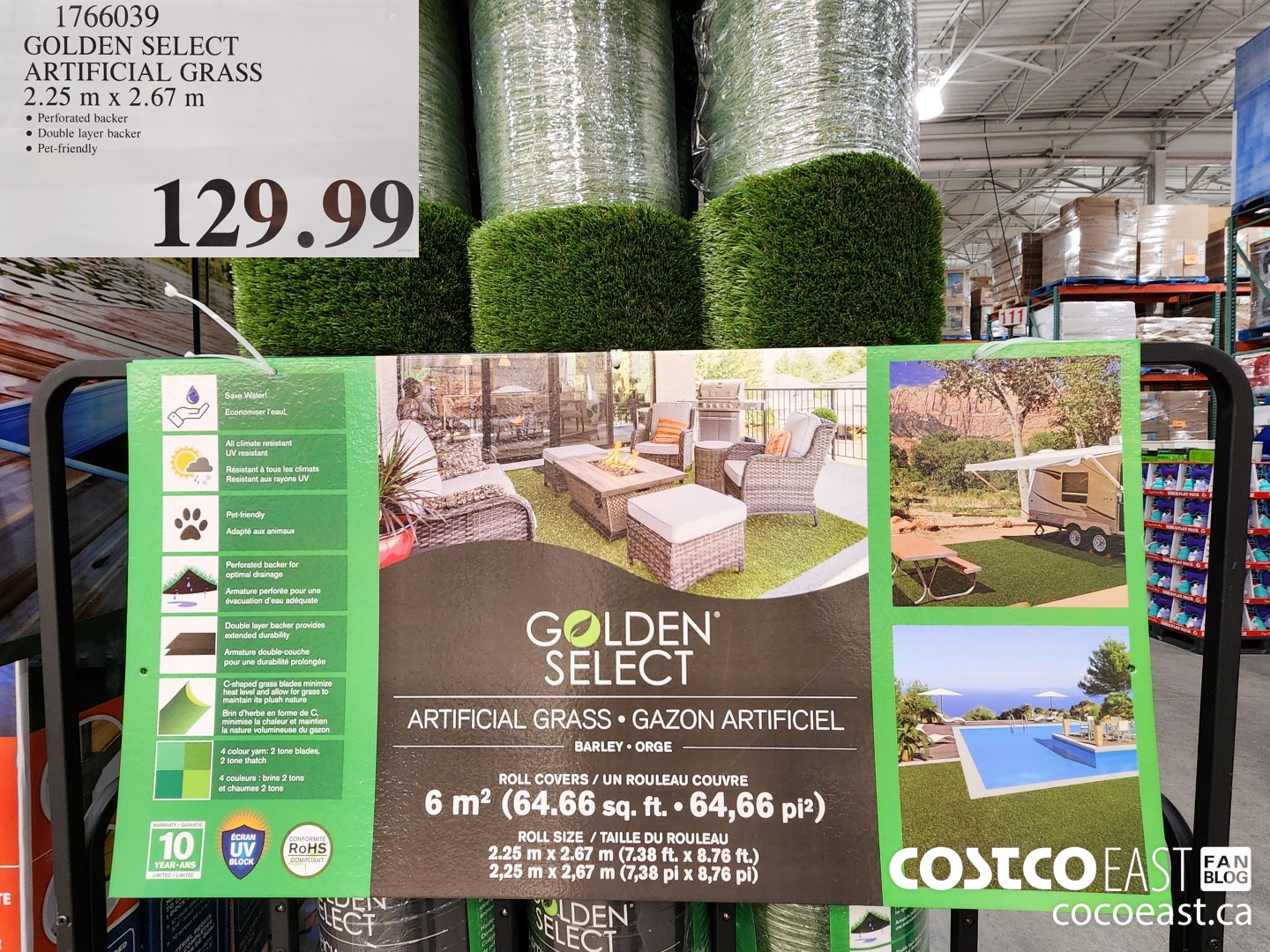 1766039 GOLDEN SELECT ARTIFICIAL GRASS 2.25 m x 2.67 m $129.99