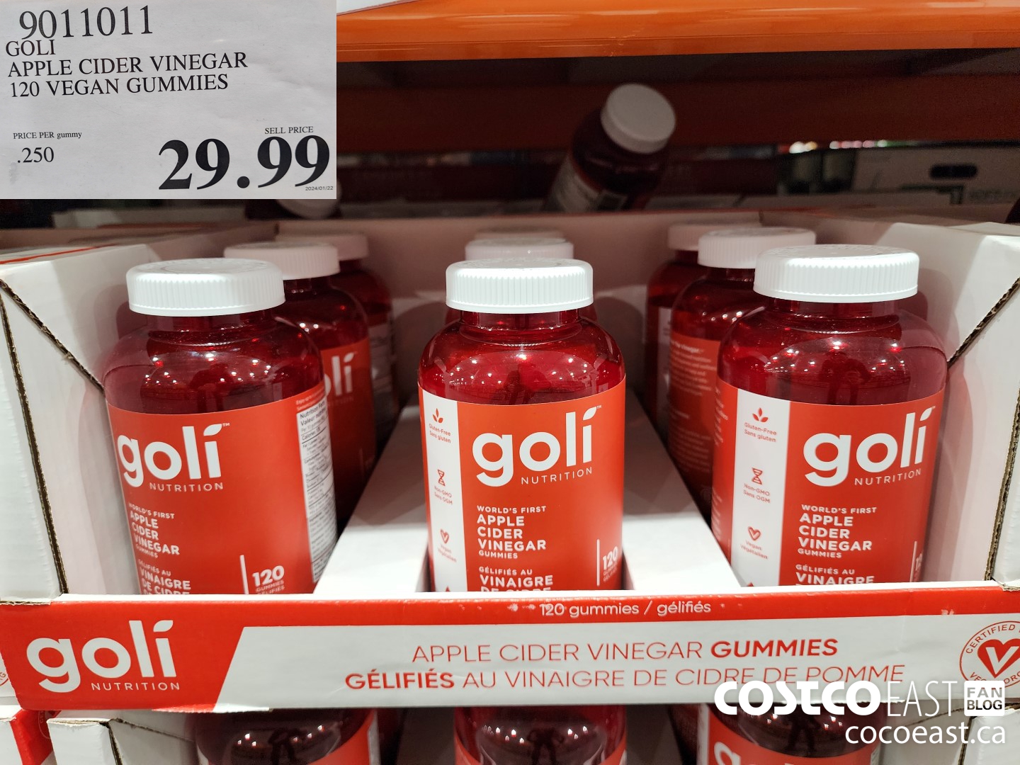 9011011 GOLI APPLE CIDER VINEGAR 120 VEGAN GUMMIES $29.99