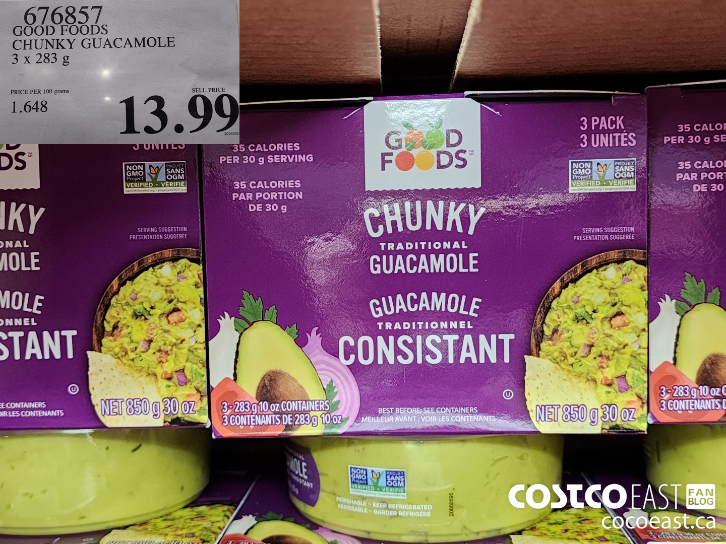 676857 GOOD FOODS CHUNKY GUACAMOLE 3 X 283 G $13.99