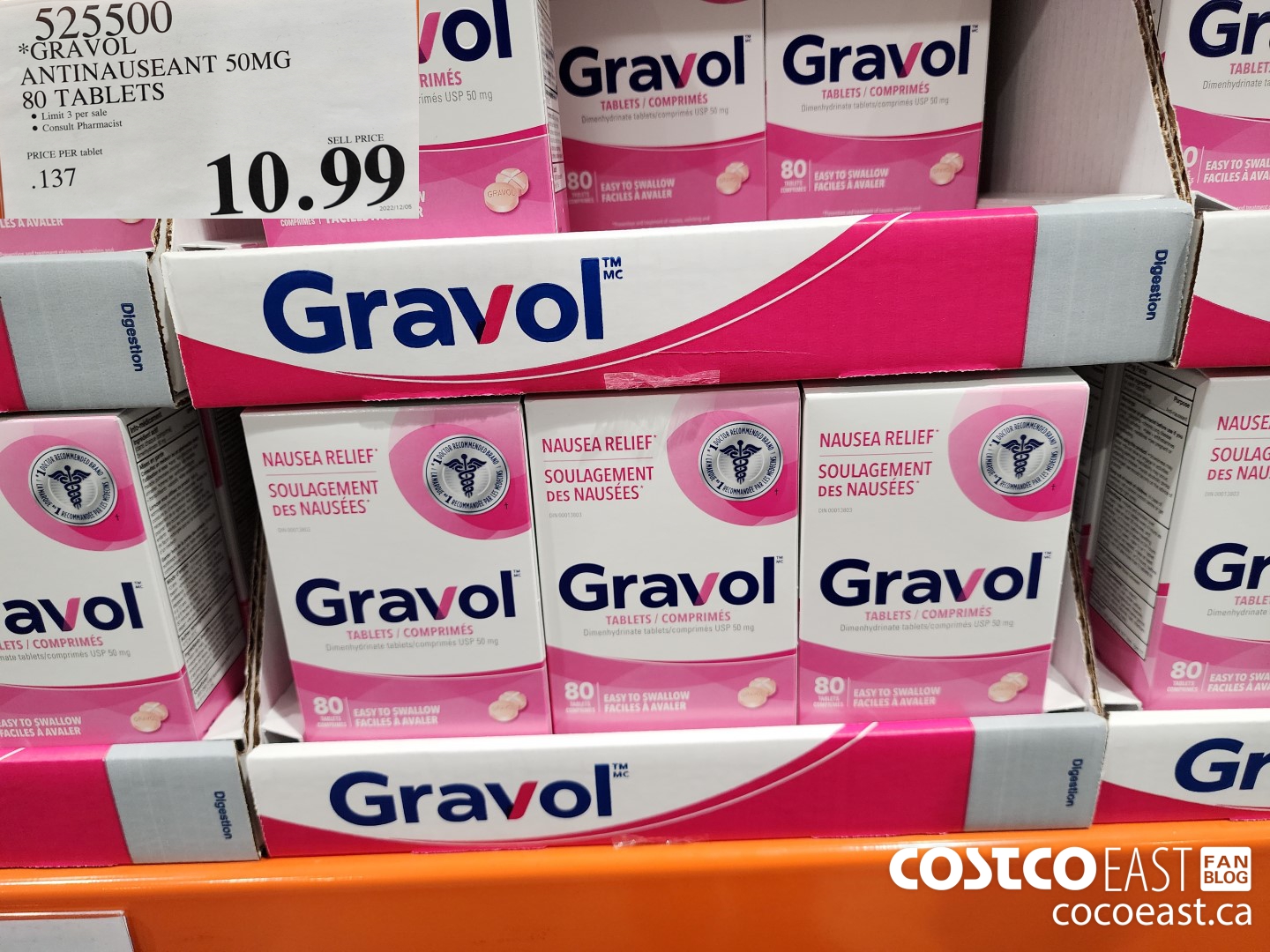 525500 GRAVOL ANTINAUSEANT 50MG 80 TABLETS $10.99