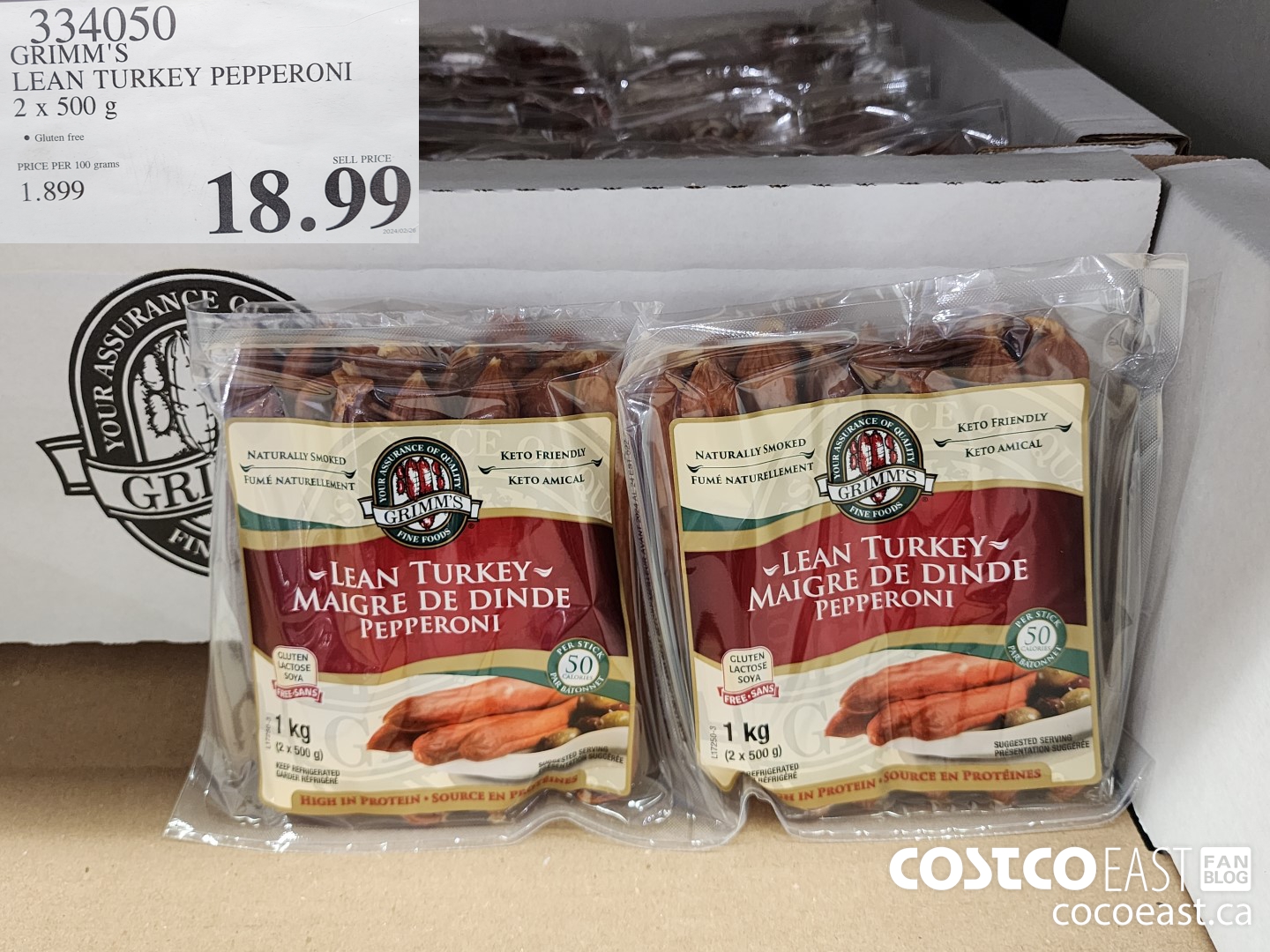 334050 GRIMM'S LEAN TURKEY PEPPERONI 2 X 500 G $18.99