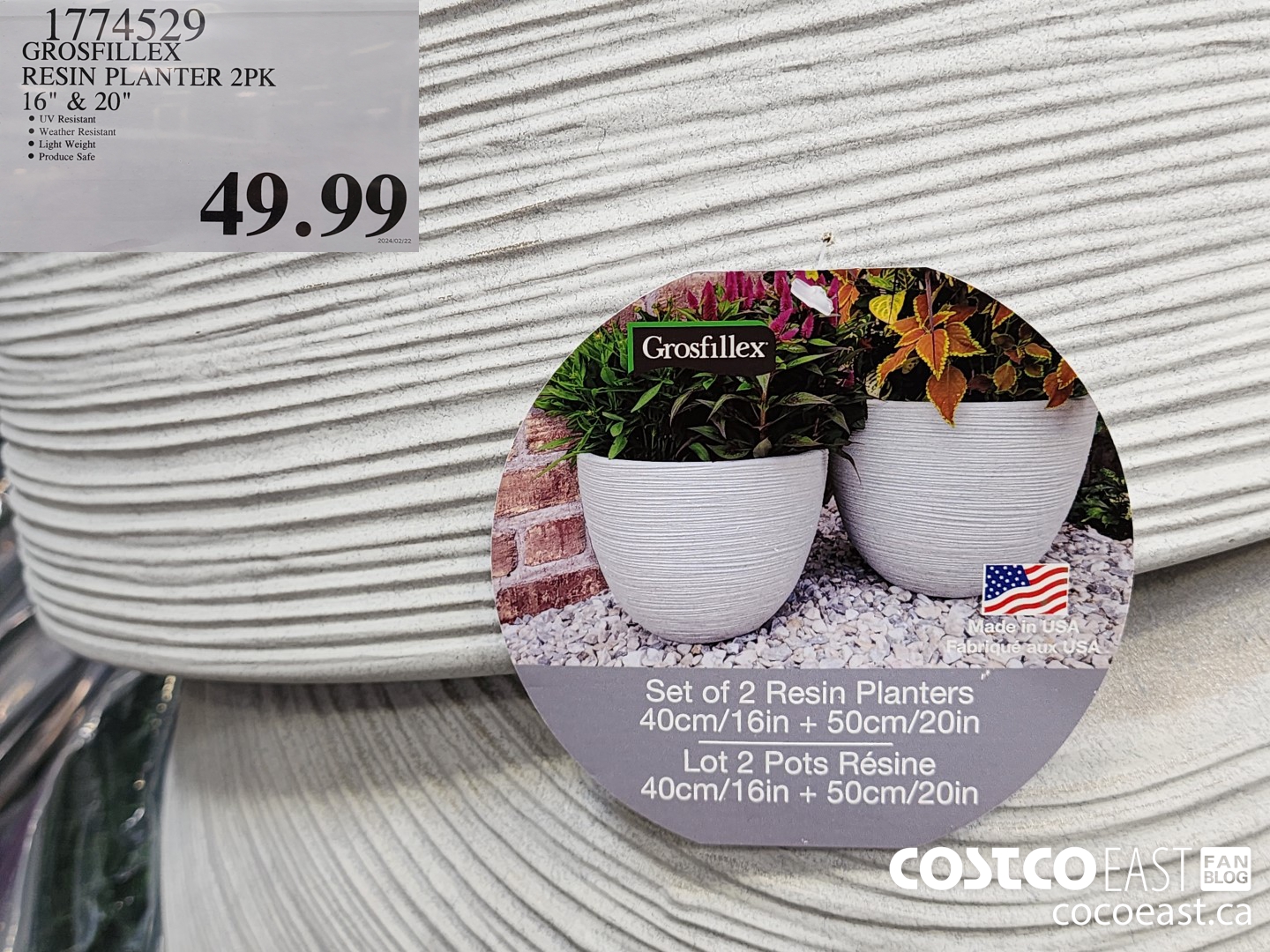 1774529 GROSFILLEX RESIN PLANTER 2PK 16