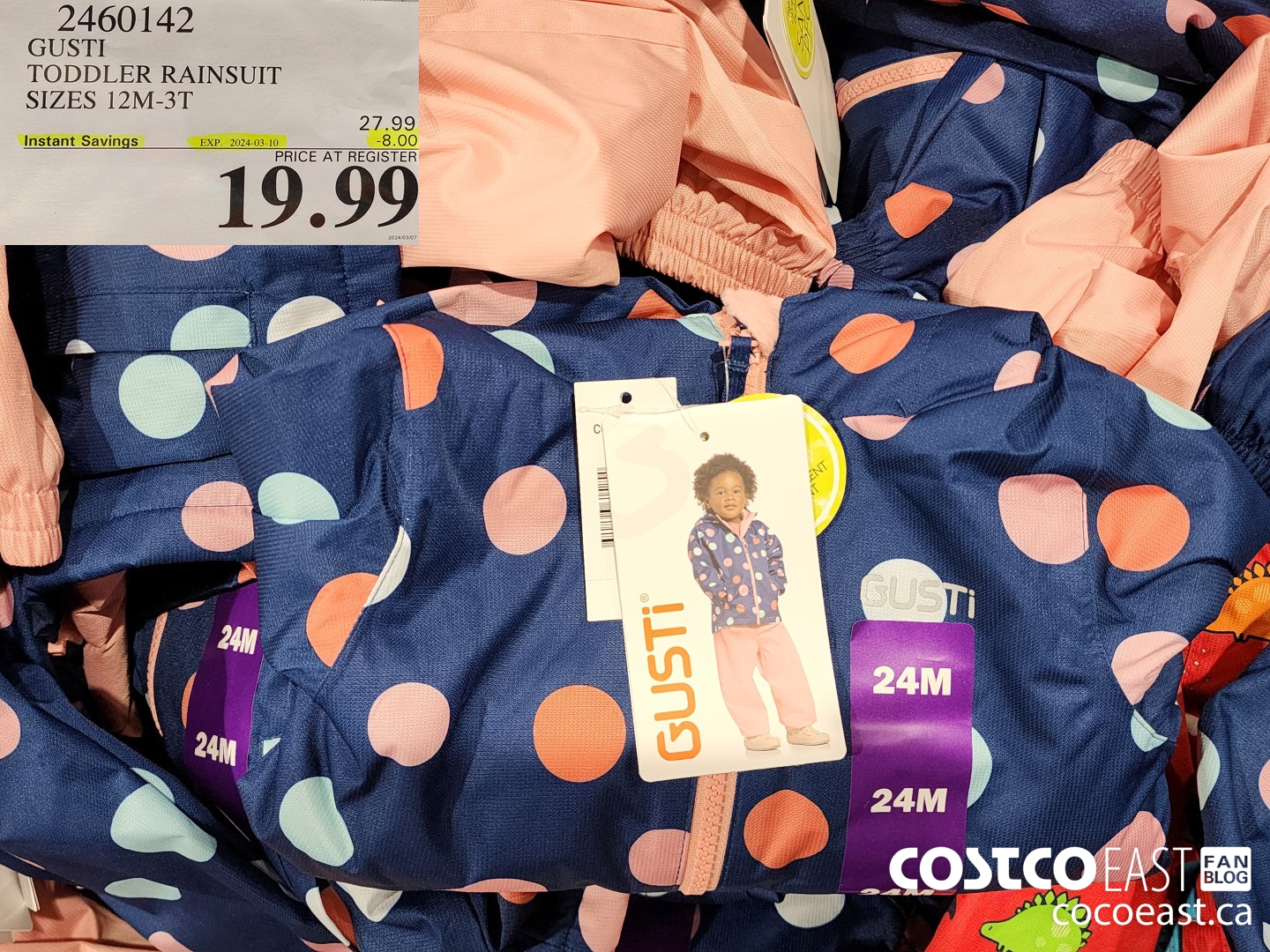 2460142 GUSTI TODDLER RAINSUIT SIZES 12M-3T ($8.00 INSTANT SAVINGS EXPIRES ON 2024-03-10) $19.99