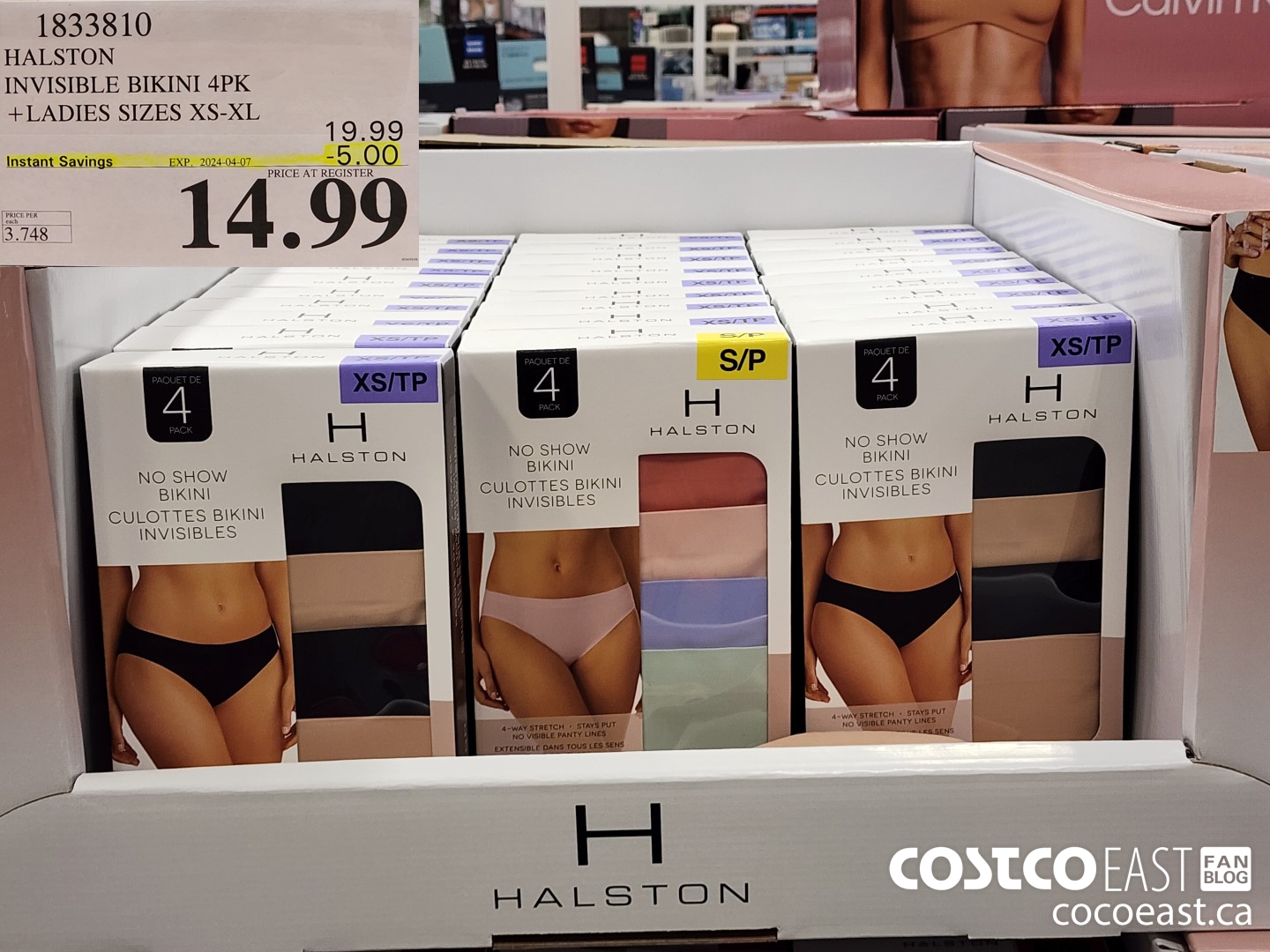 1833810 HALSTON INVISIBLE BIKINI 4PK +LADIES SIZES XS-XL ($5.00 INSTANT SAVINGS EXPIRES ON 2024-04-07) $14.99