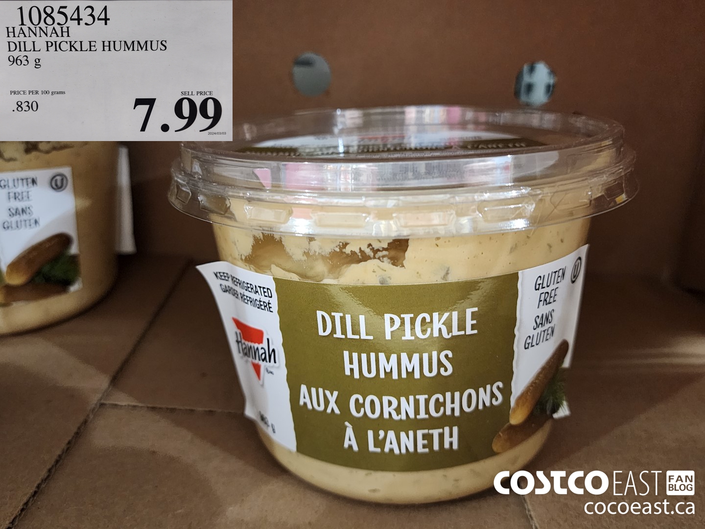 1085434 HANNAH DILL PICKLE HUMMUS 963 G $7.99