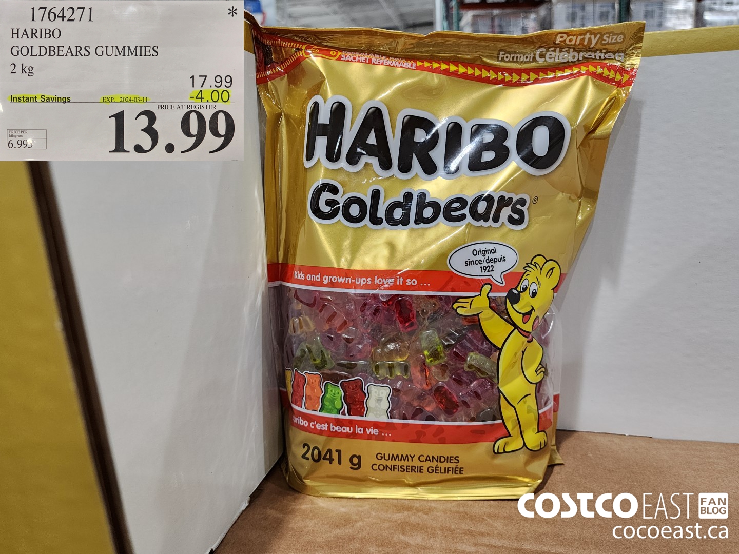 1764271 HARIBO GOLDBEARS GUMMIES 2 kg ($4.00 INSTANT SAVINGS EXPIRES ON 2024-03-11) $13.99