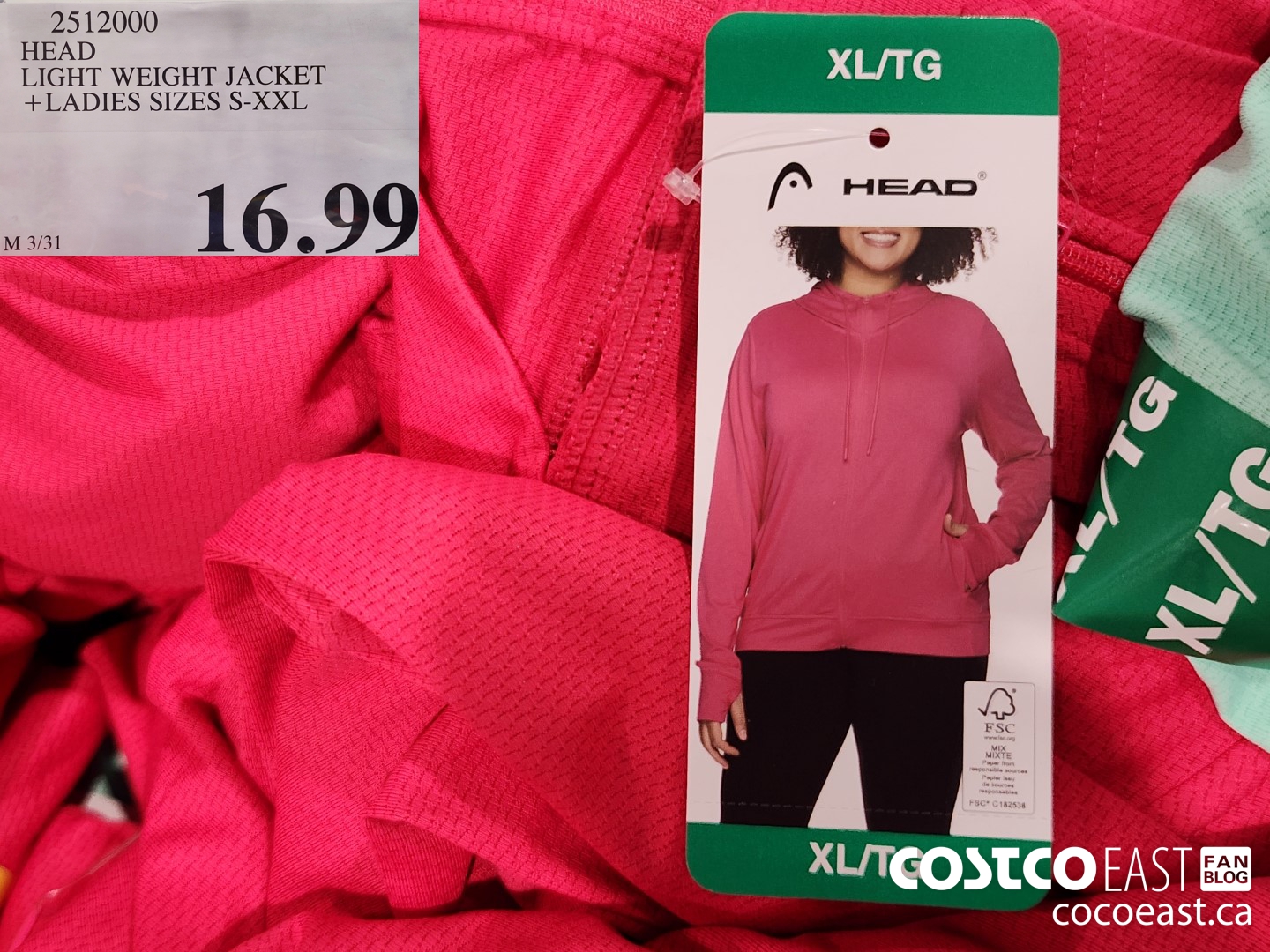 2512000 HEAD LIGHT WEIGHT JACKET + LADIES SIZES S-XXL $16.99