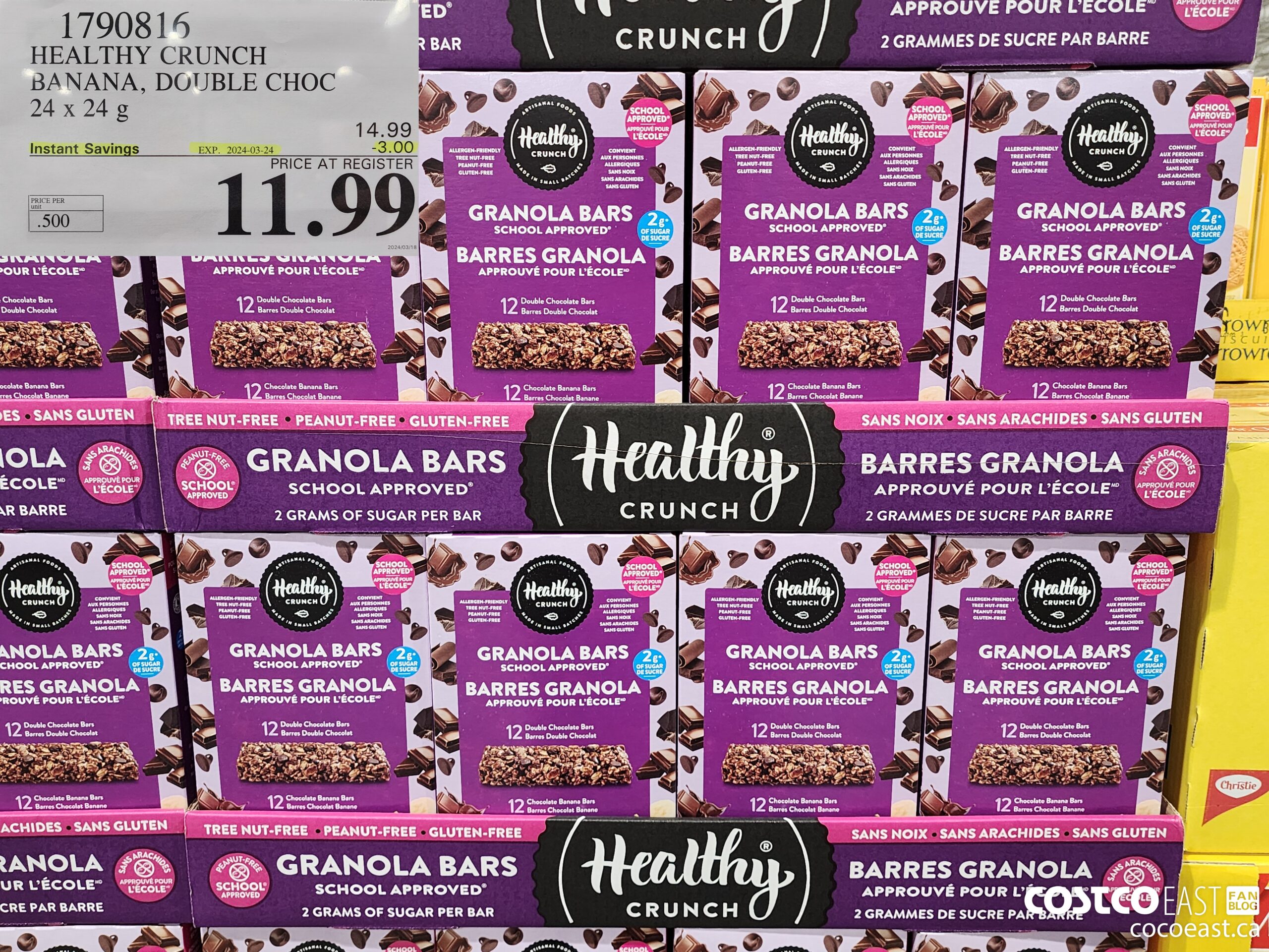 1790816 HEALTHY CRUNCH BANANA, DOUBLE CHOC 24 x 24 g ($3.00 INSTANT SAVINGS EXPIRES ON 2024-03-24) $11.99