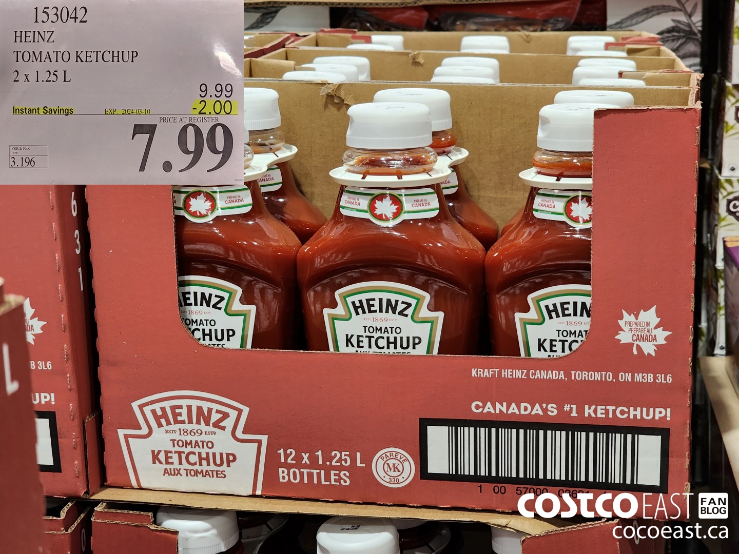 153042 HEINZ TOMATO KETCHUP 2 X 1.25 L ($2.00 INSTANT SAVINGS EXPIRES ON 2024-03-10) $7.99