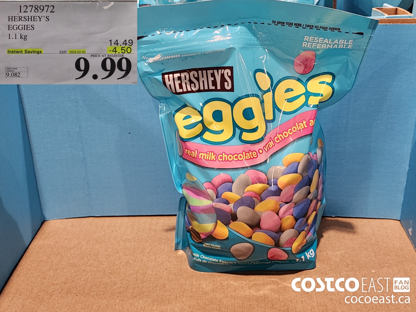 1278972 HERSHEY'S EGGIES 1.1 kg ($4.50 INSTANT SAVINGS EXPIRES ON 2024-03-03) $9.99