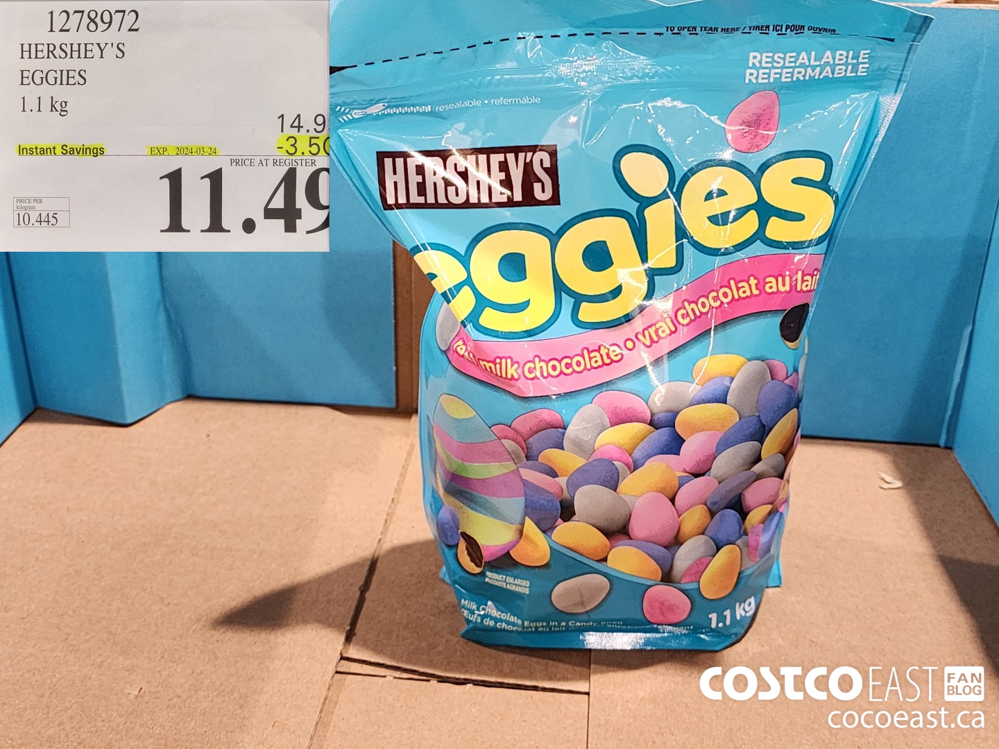 1278972 HERSHEY'S EGGIES 1.1 kg ($3.50 INSTANT SAVINGS EXPIRES ON 2024-03-24) $11.49