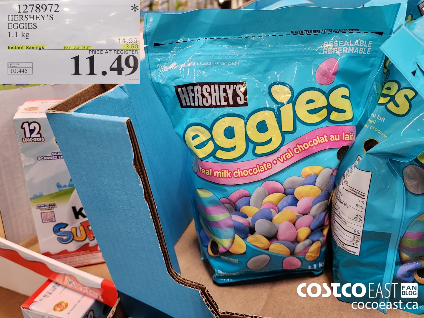 1278972 HERSHEY'S EGGIES 1.1 kg ($3.50 INSTANT SAVINGS EXPIRES ON 2024-03-27) $11.49